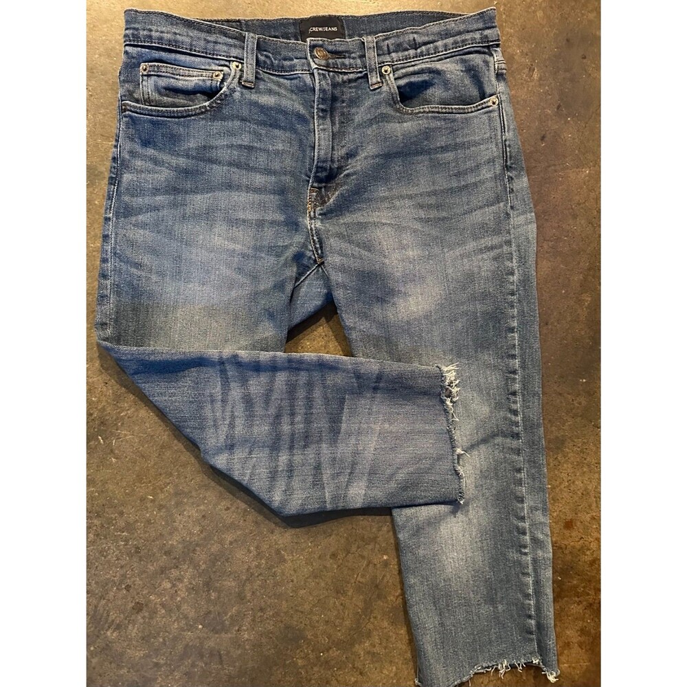 J Crew Jeans Mens 32x30 Slim Fit Light Wash Denim Raw Hem Casual Pants